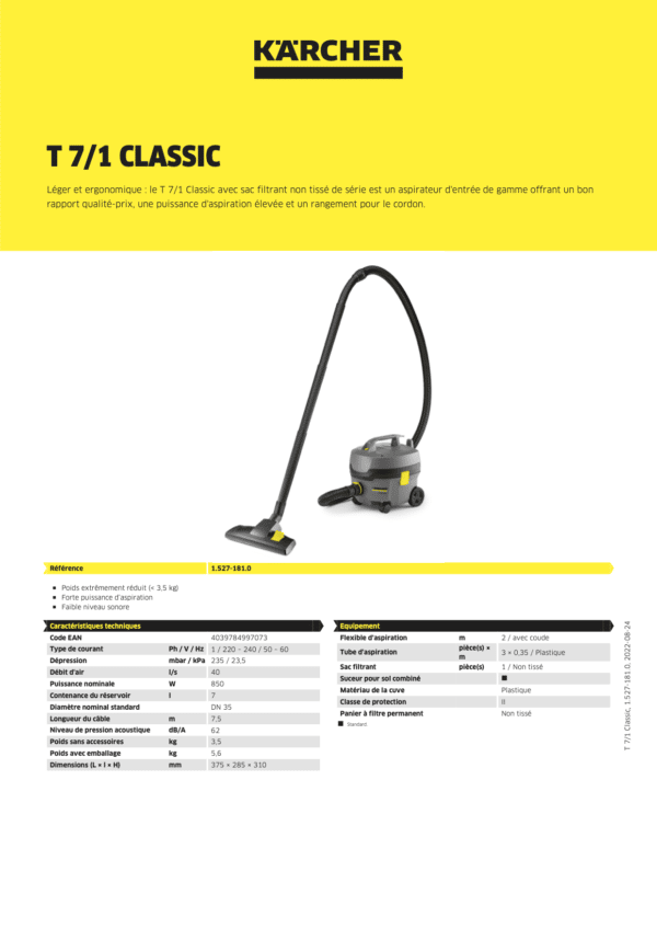 T7:1 Classic Kärcher Mode d'emploi